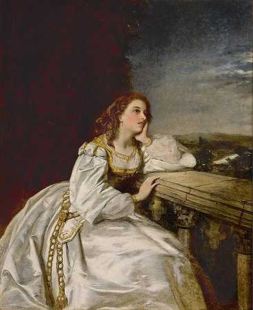 朱丽叶我是那只手上的一只手套`Juliet,O that I were a Glove upon that Hand (1862) by William Powell Frith
