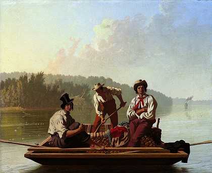 密苏里河上的船夫`Boatmen on the Missouri by George Caleb Bingham