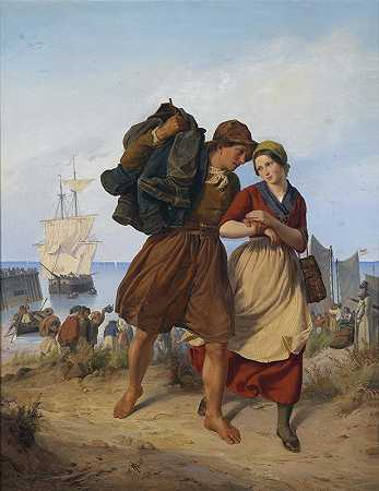渔夫归来`Heimkehr des Fischers (1837) by Rudolf Jordan