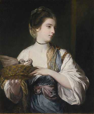 南希·雷诺兹和鸽子`Nancy Reynolds With Doves by Sir Joshua Reynolds
