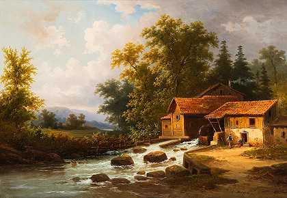 有磨坊的风景`Landscape With A Mill