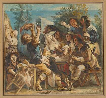 快乐的同伴`A Merry Company (about 1644) by Jacob Jordaens