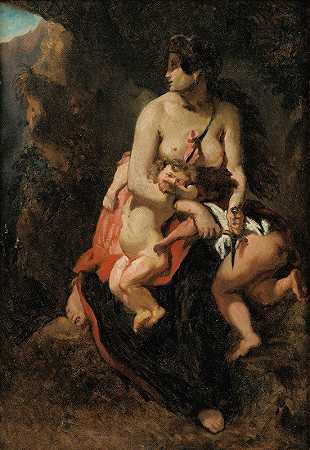 美狄亚要杀了她的孩子`Medea About To Kill Her Children by Théodore Chassériau