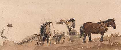 犁马`Plough Horses by Peter DeWint