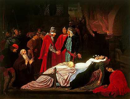 蒙塔古夫妇和卡普莱特夫妇就罗密欧和朱丽叶的尸体达成和解`The Reconciliation Of The Montagues And Capulets Over The Dead Bodies Of Romeo And Juliet