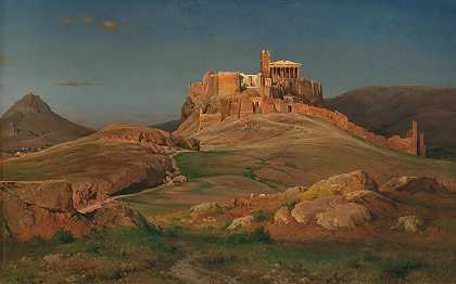 黄昏中的卫城`Die Akropolis im Abendlicht (1866) by Louis Gurlitt