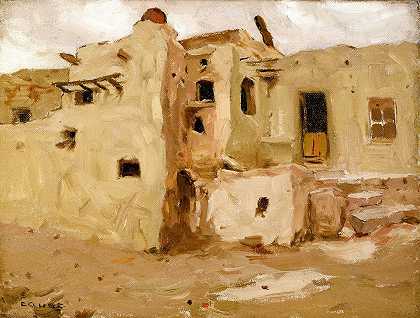 沃尔皮村`Walpi Pueblo (1903) by Eanger Irving Couse