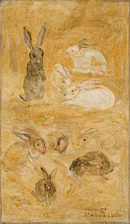 兔子`Rabbits (1932) by Tadeusz Makowski
