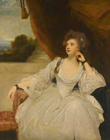 伊丽莎白·法克纳的肖像，斯坦霍普夫人，作为沉思`Portrait Of Elizabeth Falconer, Mrs. Stanhope, As Contemplation by Sir Joshua Reynolds