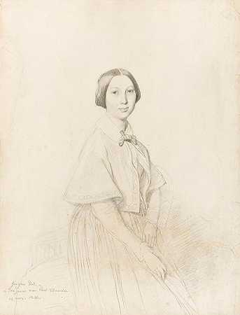 保罗·梅里斯夫人肖像`Portrait de Mme Paul Meurice (1843) by Jean Auguste Dominique Ingres