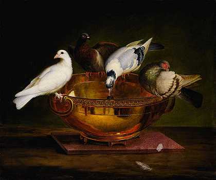 这四只鸽子是根据Tivoli Hadriana别墅的马赛克制作的`The Four Pigeons, Based On The Mosaic From The Villa Hadriana In Tivoli