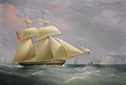 多佛外的“顶帆”纵帆船艾米·斯托克代尔号`The Topsail Schooner, Amy Stockdail, Off Dover