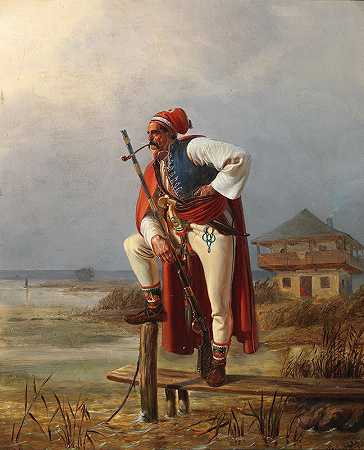 哨兵`Der Wachposten (1849) by Karl Swoboda