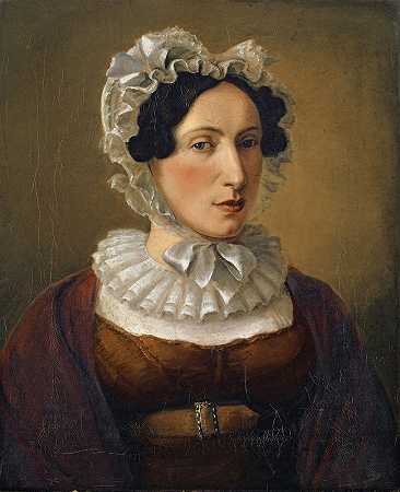 艺术家肖像s的嫂子莎乐美·米维尔·凯勒`Portrait of the Artists Sister~in~Law, Salome Miville~Keller (1824) by Jakob Christoph Miville