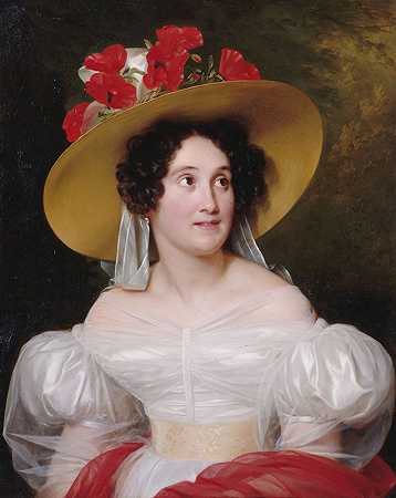 阿拉切克斯内夫人肖像`Portrait de madame Arachequesne (1831) by Louis Hersent
