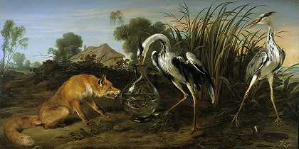 狐狸拜访苍鹭`The Fox Visiting the Heron by Frans Snyders