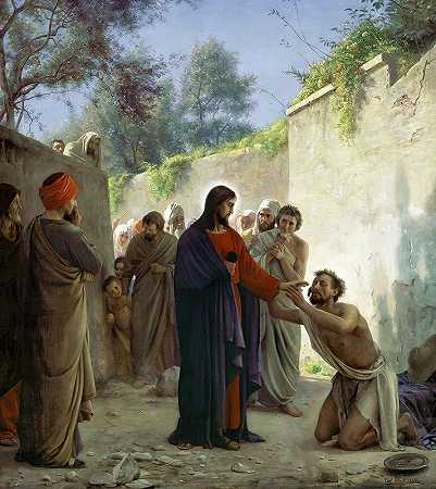 基督治愈盲人`Christ Healing the Blind Man by Carl Bloch