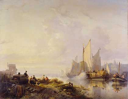 河景`River Scene (1838) by Wijnand Nuijen