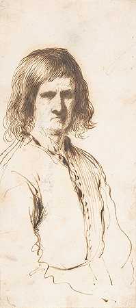 阴郁男子半身像`Portrait of Morose Man in Half~Length (1591–1666) by Guercino