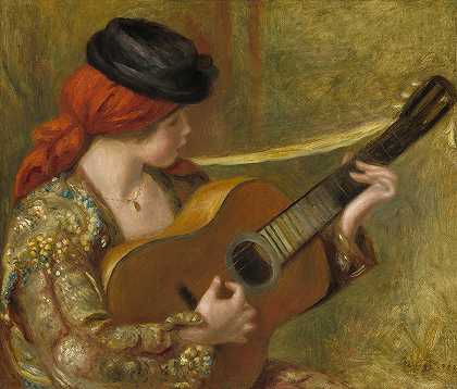 拿着吉他的西班牙年轻女子`Young Spanish Woman With A Guitar