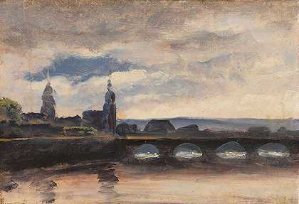 德累斯顿的奥古斯都大桥`The Augustusbrücke in Dresden (1829~1830) by Thomas Fearnley