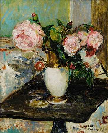 花瓶里的花`Flowers in a vase by Jacques-Émile Blanche