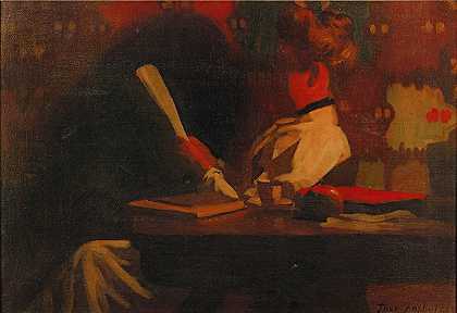 在室内看书的女人`Woman In An Interior, Reading by Thomas Pollock Anshutz