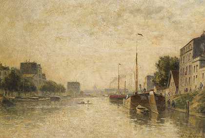 巴黎圣丹尼斯运河`Canal Saint~Denis, Paris (circa 1876~1882) by Stanislas Lépine