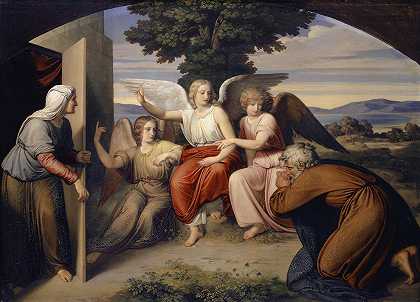 亚伯拉罕的天使`The Angels With Abraham (1830~1832) by Bernhard Von Neher