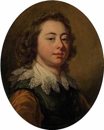 一个年轻人的肖像，胸围`Portrait of a young man, bust~length by Francis Cotes