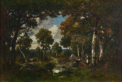 森林、岩石和灌木丛稀少的地区`Zone Peu Boisée, Rochers Et Fagotiére (1863) by Narcisse-Virgile Diaz de La Peña