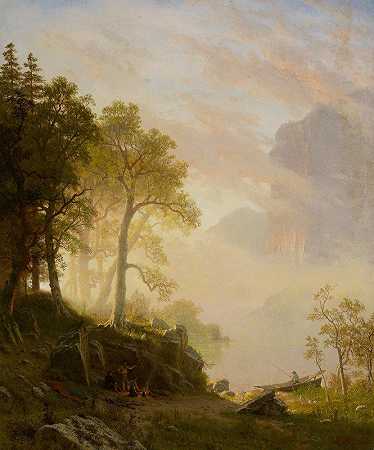 约塞米蒂的默塞德河`The Merced River in Yosemite (1868) by Albert Bierstadt