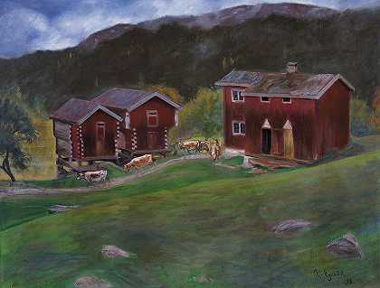 挪威Telemarken的Ase农场`Farmyard In Ase In Telemarken, Norway