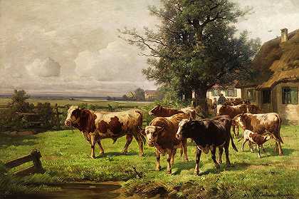 达豪附近的牛群`Herd Of Cows Near Dachau
