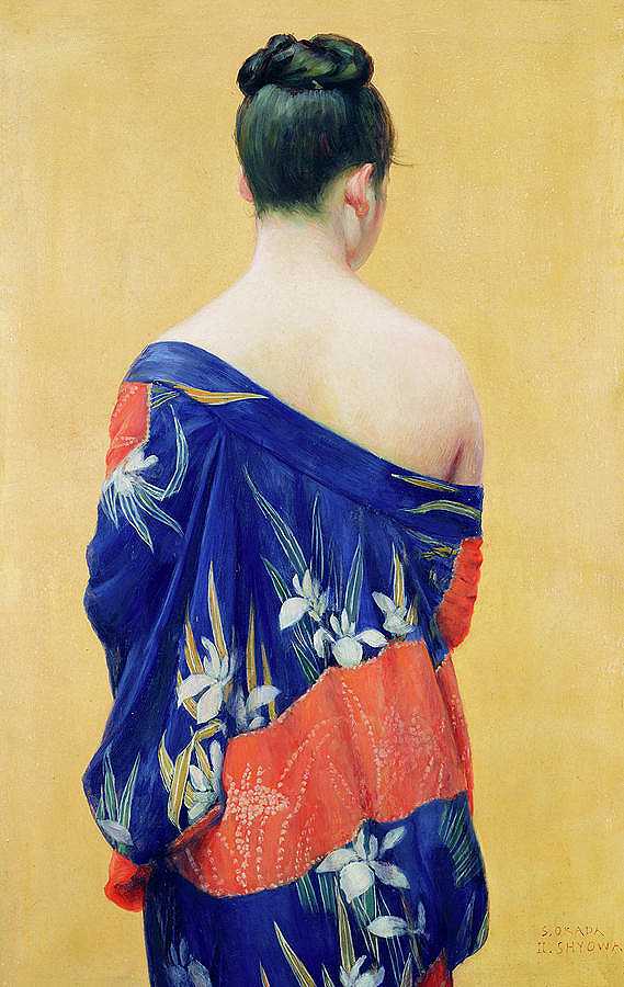 鸢尾花图案和服`Kimono With Iris Pattern