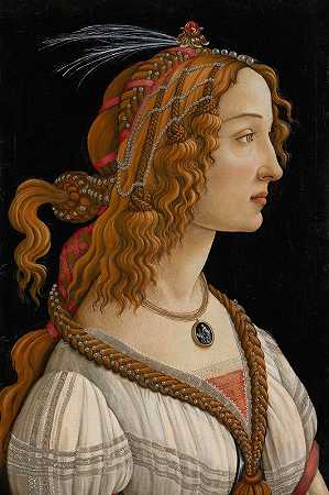西蒙内塔·维斯普奇（Simonetta Vespucci）的女神肖像`Portrait of Simonetta Vespucci as Nymph (ca. 1480) by Sandro Botticelli