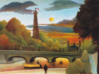 夕阳下的塞纳和埃菲尔铁塔`Seine And Eiffel Tower In The Evening Sun