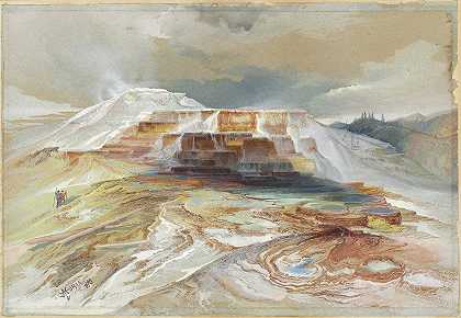 加德纳温泉黄石公园s河`Hot Springs of Gardiners River, Yellowstone (1873) by Thomas Moran
