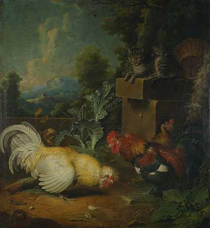 公鸡和猫`Roosters And Cats by Jacob Samuel Beck