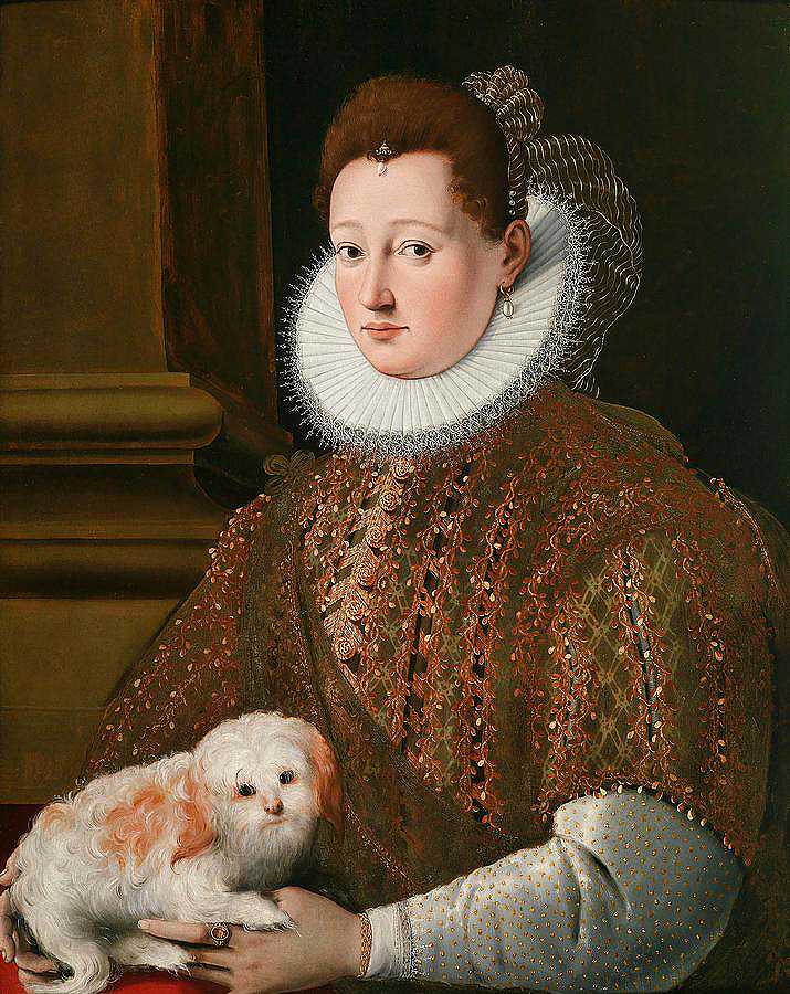 一位女士和一条小狗的肖像`Portrait Of A Lady With A Lap Dog