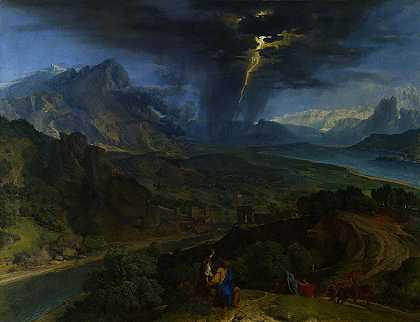 闪电山景`Mountain Landscape With Lightning