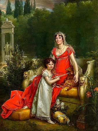 伊莉莎·波拿巴和她的女儿巴乔奇`Elisa Bonaparte With Her Daugher Bachiocchi