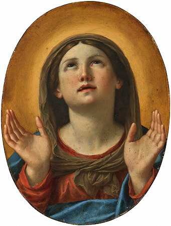 祈祷中的圣母`The Madonna at Prayer by Francesco Albani