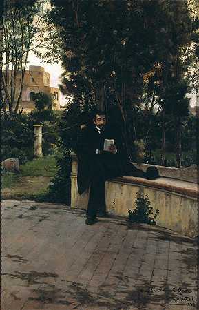 老奎在花园里`Senyor Quer In The Garden (1889) by Santiago Rusiñol
