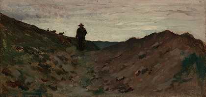 有图形的风景`Landscape with Figure by Jean-Baptiste-Camille Corot