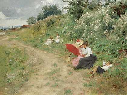 夏季郊游`A Summer Outing (1902) by Hermann Seeger