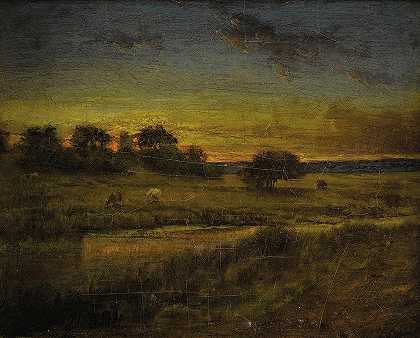 黎明牧场`Pasture at Dawn (1891) by George Inness