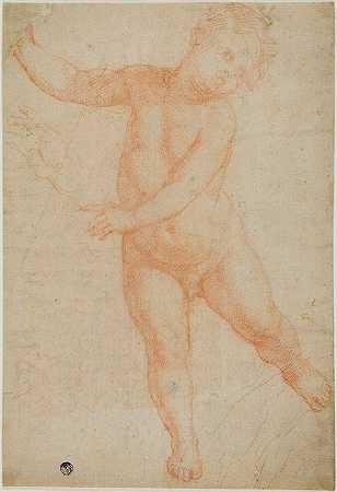 推杆在右腿上保持平衡`Putto Poised on Right Leg (1575~1600) by Domenico Cresti