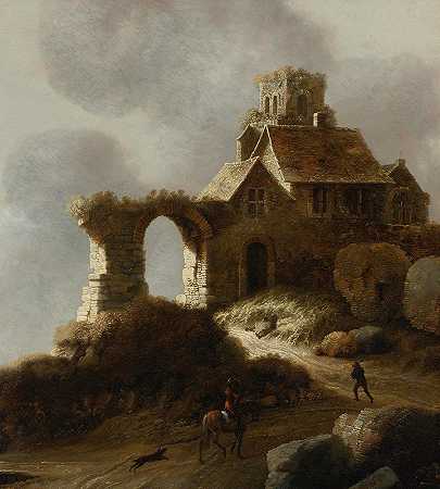 山上的废墟`Ruins On A Hill by Claude de Jongh