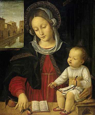 圣母子`Madonna and Child (1500 ~ 1523) by Borgognone